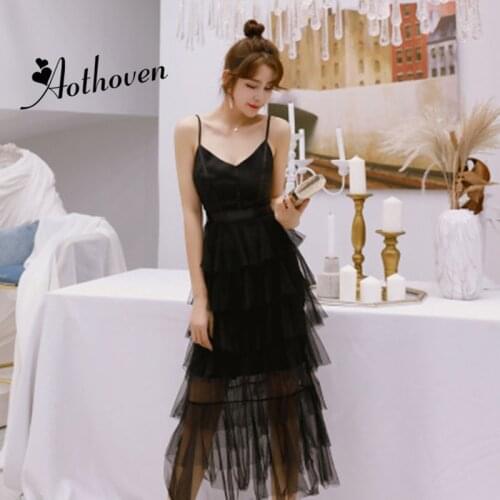 New Summer Mesh Patchwork Cascading Ruffle Dresses Spaghetti Strap V Neck Women Dress Office Elegant Sexy Party Dress Vestidos