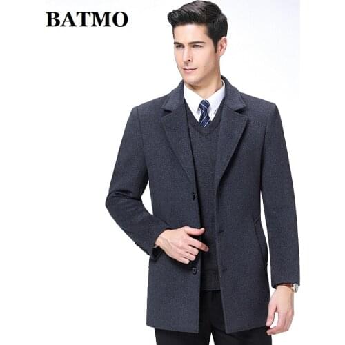 BATMO 2019 new arrival autumn&winter high quality wool trench coat men,mens wool jackets,warm coat,plus-size M-XXXL,8801