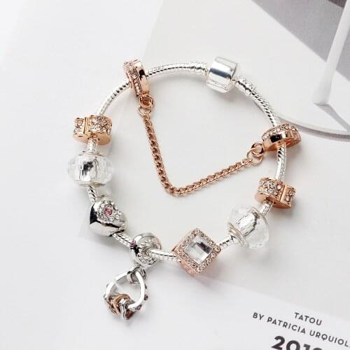 Valentines Day gift hollow out love bracelet cross-border DIY personality crystal beads Bead Bracelet manufacturers wholesale