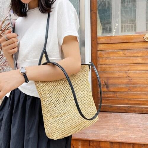 Casual Women Fashion Woven Straw Beach Shoulder Bags for Ladies Designers Female Purses 2021 New Tote Bag Leisure Shopping Bag