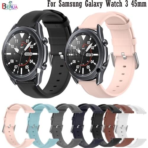 Leather Strap Watchband For Samsung Galaxy Watch 3 45MM / Galaxy 46mm Wristband Quick Releas Bracelet For Samsung Gear S3 Band