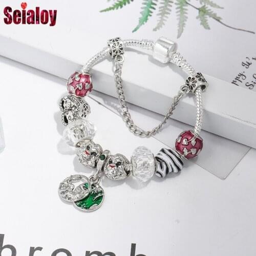 Seialoy Silver Plated Pendant Heart Charm Bracelet For Chieden Boy Girl Original Beads Bracelet Kids Jewelry