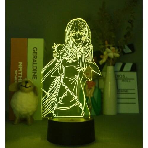 Anime Re Zero Echidna Led Night Light for Bedroom Decor Birthday Gift Manga Echidna Figurine 3D Illusion Lamp Otaku Must Have