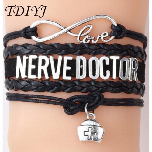 TDIYJ Fashion Nerve Doctor Slide Charms Twisted Leather Bracelet Multilayer Infinity Bangle & Bracelet 6sets/lot
