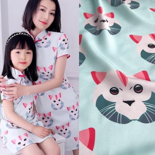 147cm wide cat digital printing fabric meter clothing handmade DIY dress fabric 100% nylon fabric wholesale nylon cloth