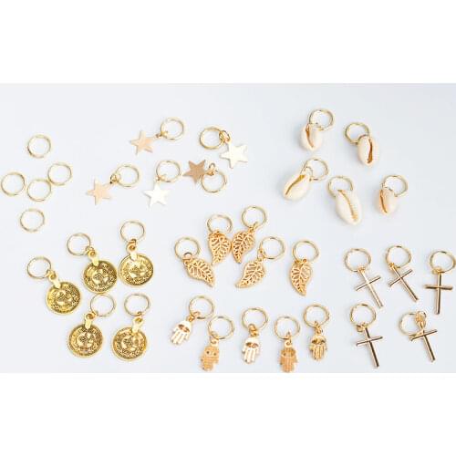 5pcs/Pack Stars Ring Charms Hair Braid Dread Dreadlock Beads Clips Cuffs Rings Jewelry Dreadlock Clasps Hair Accessories Tools