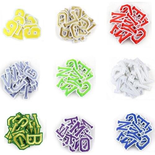 Emboridery Patch Label Color A-Z English Letter 0-9 Number Patch Clothing Accessories Embroidered Cloth Stickers Iron on Patch