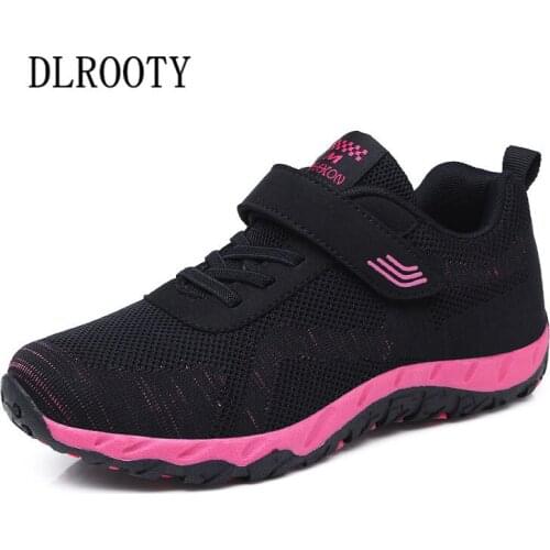 Women Flat Casual Shoes 2018 Autumn Fashion Outdoor Breathable Couple Hook & Loop Shoes Woman Platform Mesh Round Toe Walk