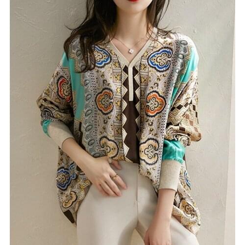 2021 Spring And Autumn Elegant High-Collar Top Long Sleeve Shirt Office Womens Top Casual Print Womens Shirt Blouse