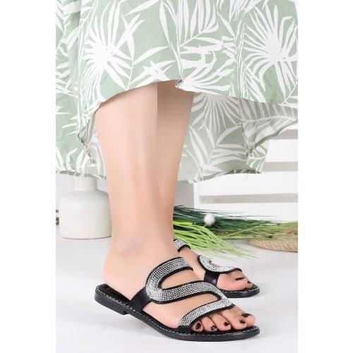 Woggo Pnt 335024 Cubic Zirconia Comfortable Casual Female Slippers