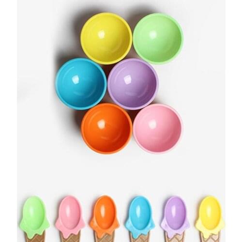1pcs Children Colored Ice Cream Bowl Cone Spoon Plastic Bowl Childrens Party Tart Style Dessert Small Bowl Kitchen #P2