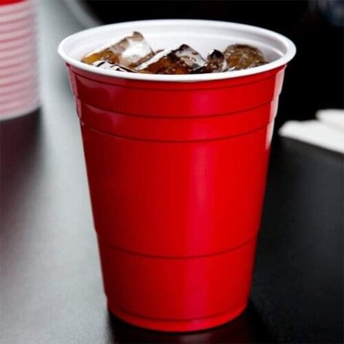 100Pcs / Set of 450Ml Red Disposable Plastic Cup Party Cup Bar Restaurant Supplies Houseware Household Goods High Quality
