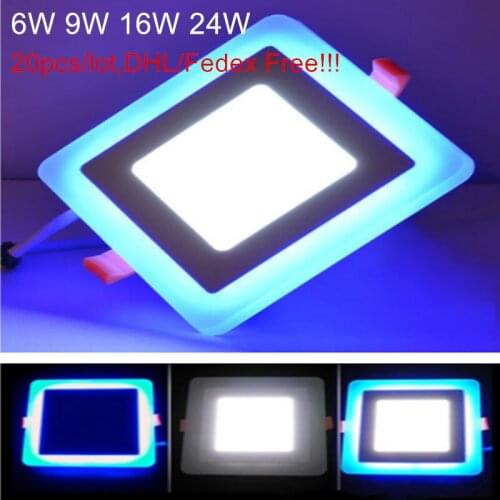 20pcs Square LED Panel Downlight 6W 9W 16W 24W Three Model LED Panel Lights AC85-265V Recessed Ceiling Painel Lights