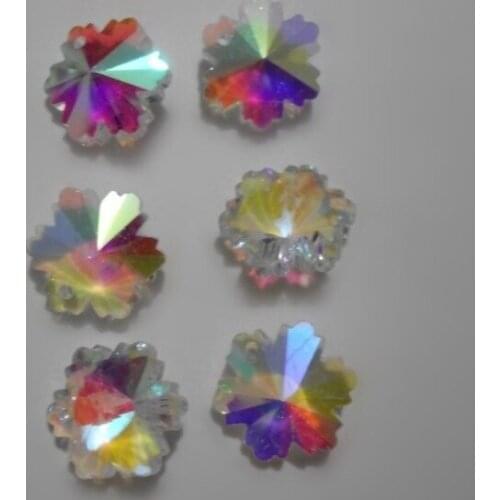 200pcs pendant in 1 hole 14mm Snowflake Glass Crystal clear AB Color Chandelier crystal prism