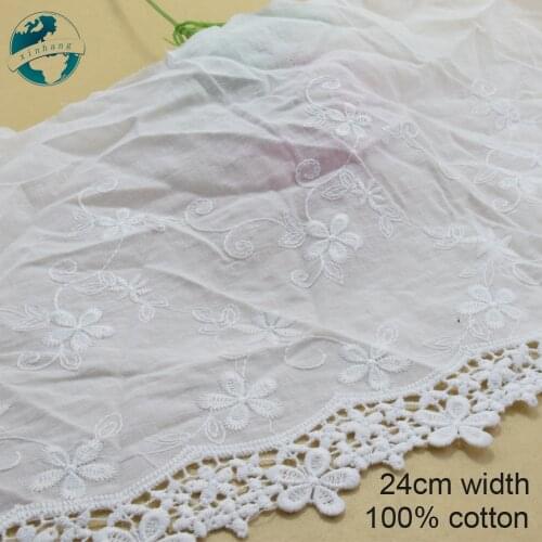 5yards 24cm wide 100% Cotton embroid lace sewing ribbon guipure trim wedding decoration DIY dolls colthes Accessories lace#4047