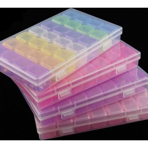 28box Diamond Painting Drill Storage Box Family Plastic Pill Box Nail Art Rhinestone Tool Bead Case Adjustable DIY Home Storage