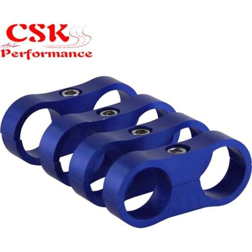 4pcs AN12 24mm Braided Hose Separator Clamp Fitting Adapter Bracket Black/Blue