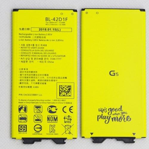 5pcs/lot Mobile Phone Battery BL-42D1F For LG G5 VS987 US992 H820 H840 H850 H830 H831 H868 BL 42D1F 2800mAh Internal Battery