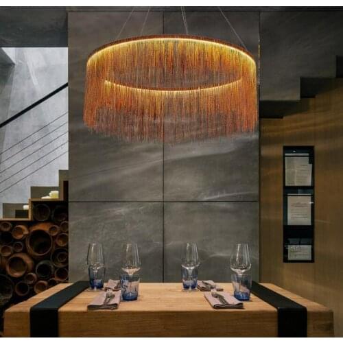 Aluminum Tassel Circular Chandelier For Living Room Dining Room Home Modern Luxury Simple European Style Led Bulb included