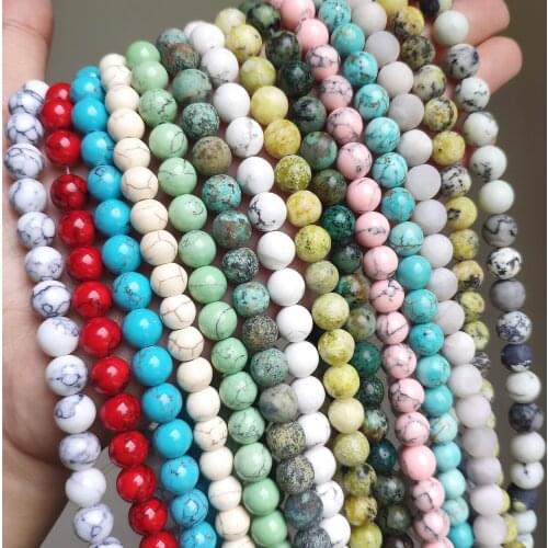 Wholesale Natural Stone Turquoises Beads Round Loose Spacer Beads 4/6/8/10/12mm For Jewelry Making DIY Bracelet Accessories 15