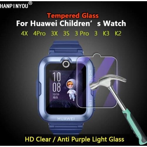 For Huawei Children’s Watch 4X 3S 3X 3 4 Pro K2 Kids Phone Smart Watch Clear / Purple 2.5D Tempered Glass Film Screen Protector