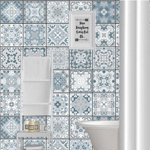 Spain Retro Wall Ceramic Arabic Tile Stickers Self-adhesive Decal for Bedroom Kitchen Waist Line Wall Decals Waterproof PVC DIY