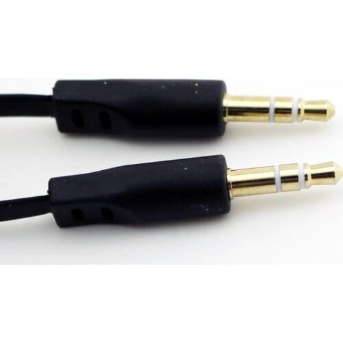 5pcs 3.5mm 3Pole Male to Male Plug Stereo M/M Extension Audio Aux Flat Wire Cable for PC iPod MP3 15cm Black