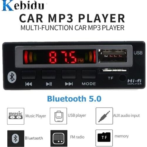 Kebidu USB 3.5mm AUX Bluetooth V5.0 Mp3 Decoder Board Module FM Radio Wireless Receiver MP3 Player 5V 12V Music Speaker Car Kit