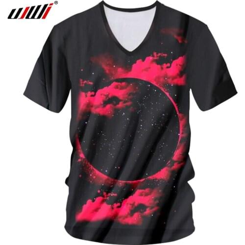 UJWI V Neck Top 2018 Man Brand Clothes 3d Digital Print Red Cloud Tshirt Space T-shirts Hombre Hip Hop Punk Unisex Undershirts