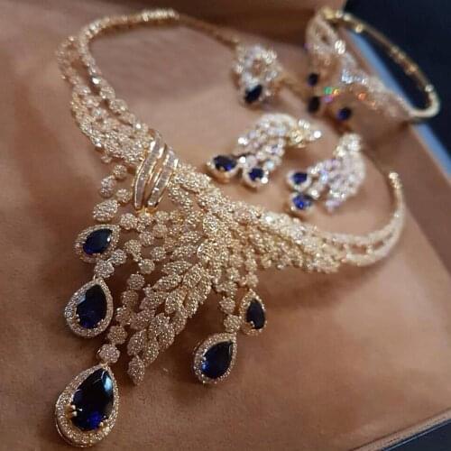 GODKI Famous Brand Feather Luxury African Jewelry Sets For Women Wedding Party Zircon Crystal Dubai Bridal Jewelry Set Gift