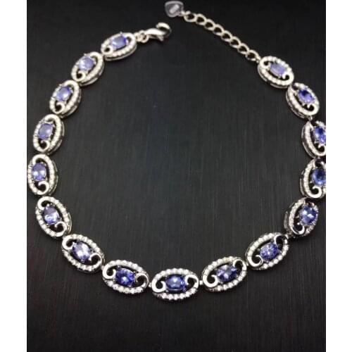 New Arrival Natural Real Tanzanite Bracelet Free shipping 925 sterling silver Fine jewelry Natural and Real Tanzanite Bracelet