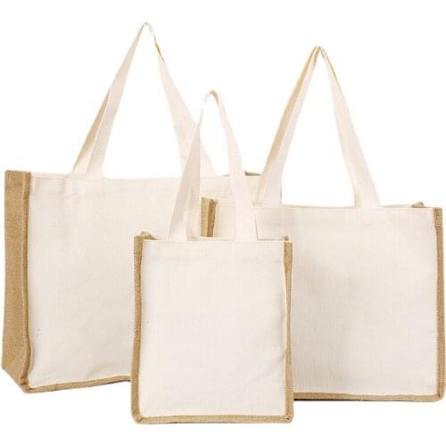 Wholesale 100Pcs/Lot Modern Hessian Canvas Shopping Jute Bags with Handles Custom Logo Printing Boutique Packaging Tote Bag