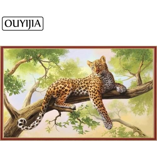 OUYIJIA 5D DIY Animal Home Decoration Leopard On T Diamond Painting Cheetah Embroidery Diamond Cross Stitch Rhinestone Mosaic