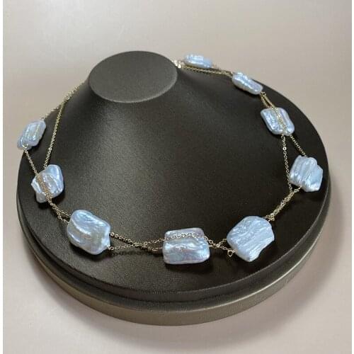 Natural Freshwater Pearls Choker Pendant Necklace for Women Girls Wedding Party Gifts Sweater Chain Bib Collar Statement Jewelry