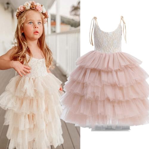 Girls Dress 2020 New Summer Brand Girls Clothes Lace Ruffle Sleeve Design Girls Dress Birthday Party Dress For 3-8 Years