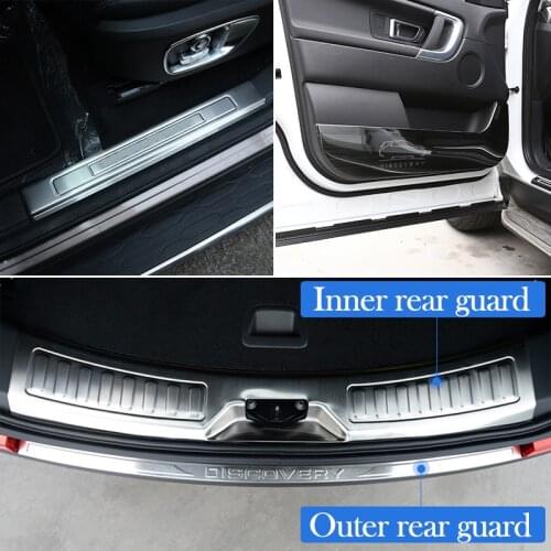 Car Door Sill Strip Rearguard Bumper Scuff Plates Protector Cover Trim For Land Rover Discovery Sport 2015-2019 Car Accessories