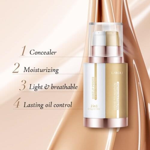 Laikou 50g Professional Makeup Primer Liquid Foundation Oil Control Full Coverage Concealer Moisturizing Brighten Skin Cosmetics