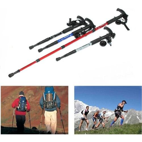 Anti Shock Walking Sticks Telescopic Trekking Hiking Poles Ultralight Walking Canes With Rubber Tips Protectors