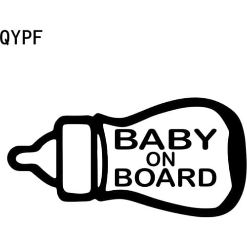 QYPF 17.1CM*8.5CM BABY ON BOARD Baby In The Car Stickers Warning Decals Black/Silver Vinyl S9-2025