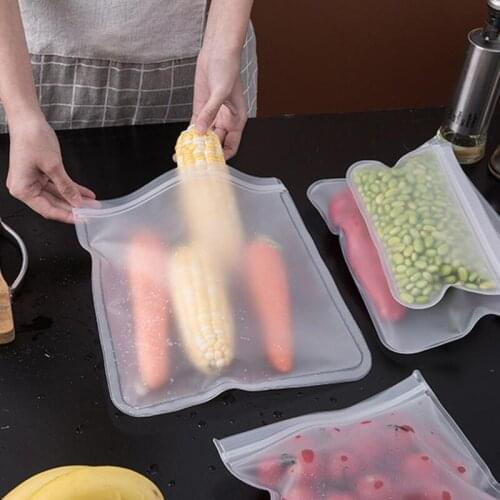S/M/L EVA Food Storage Bag Refrigerator Food Fresh Bag Reusable Sealing Bags Kitchen Organizer Pouch LX3149