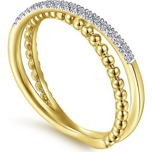 USTAR Simple Geometric Crossing X rings for women fashion jewelry cubic zirconia gold finger engagement rings female anel gifts