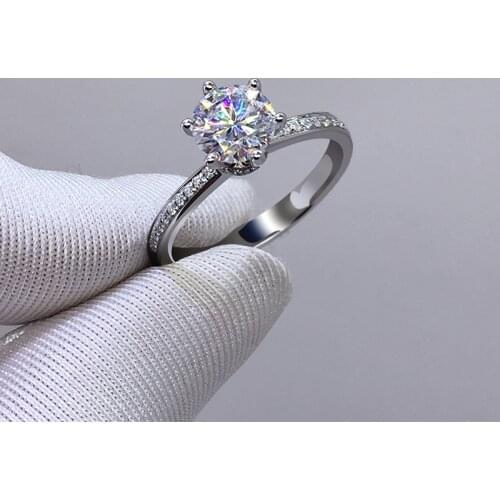 Fine Jewelry 1 Carat Lab Diamond Rings For Women Party Elegant Bridal Jewelry 925 Sterling Silver Wedding Engagement Rings