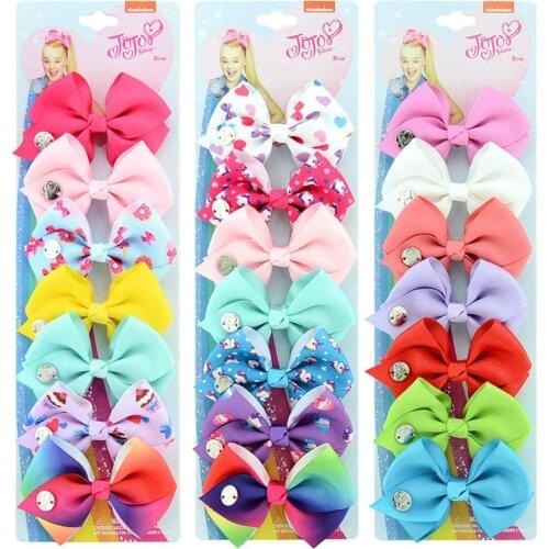 1set/7pcs 3.5" JoJo Clip Colorful Solid Print Christmas Bows With Alligator Clips For Kids Girls Hair Accessories Hairpins 878