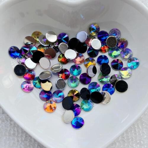 120pcs 6mm AB Crystal Rhinestone Applique Flat Back Acrylic Gems Round Crystal Stones Non Hotfix Strass for Clothes Crafts
