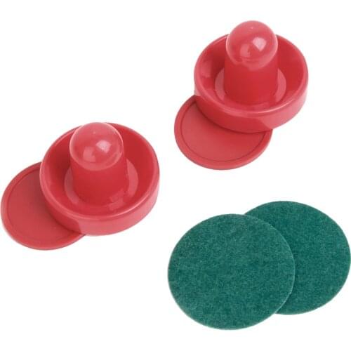 2 Red Air Hockey Pushers and 2 Red Pucks - Small Size for Kids