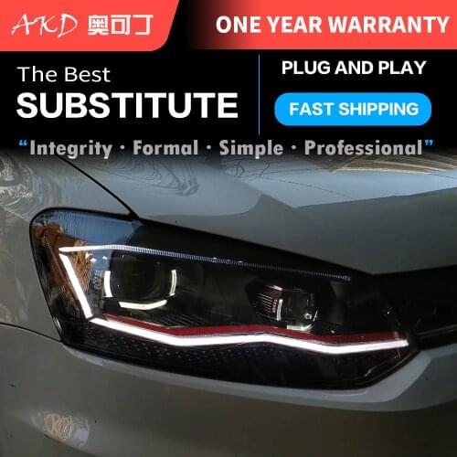 2 PCS AKD Car Styling For VW POLO Vento 2011-2018 Head lamp LED Headlight LED Dual Projector Headlights Replacement