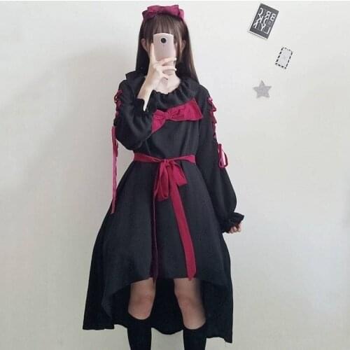 2020 sweet Lolita skirt daily student chiffon dress soft girl cute little loli dark lolita dress cute