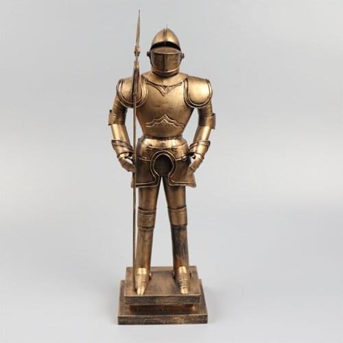 2020 GIFT TOP COOL FASHION OFFICE HOME SHOP BAR DECORATIVE ART RETRO IRON ROMAN ARMOR SHIELD WARRIOR ART STATUE-JS650 45CM