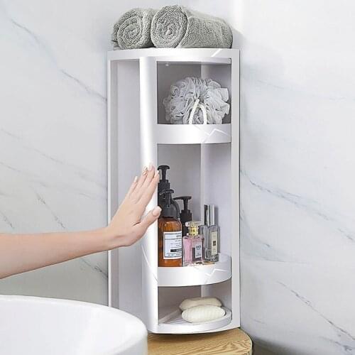 3 Layer Household Bathroom Rack Rotating Suction Wall Type Bathroom Sink Waterproof Cosmetic Storage Rack Debris Storage Holder