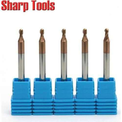 4x2.5x8mm 2 Flute Micro Tungsten Steel Ball Nose Milling Cutter Spiral Carbide Engraving Bits CNC Router Tool for Metal Cutting